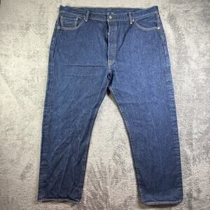 Levis 501 Jeans Mens 42x30 Raw Denim Blue Button Fly Classic Straight Leg
